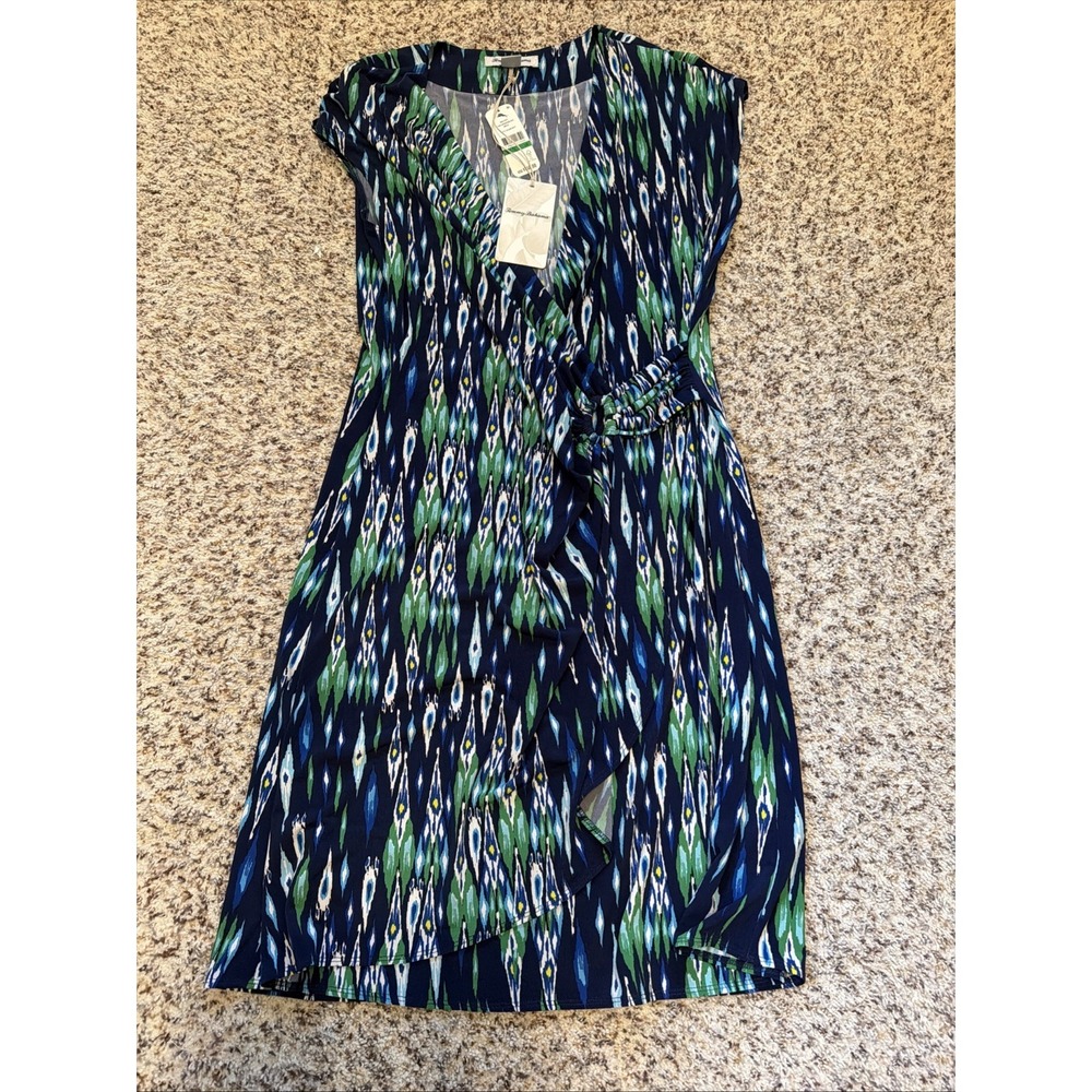 Tommy Bahama New  Dress Women's Sleeveless  V-Neck Multicolor Wrap Imitation Sal